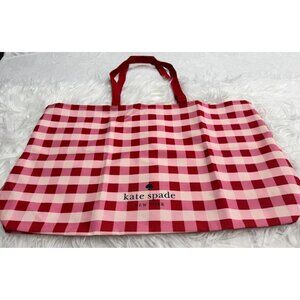 Kate Spade Gingham Canvas Tote XL Reusable‎ Shopping Beach Bag NEW